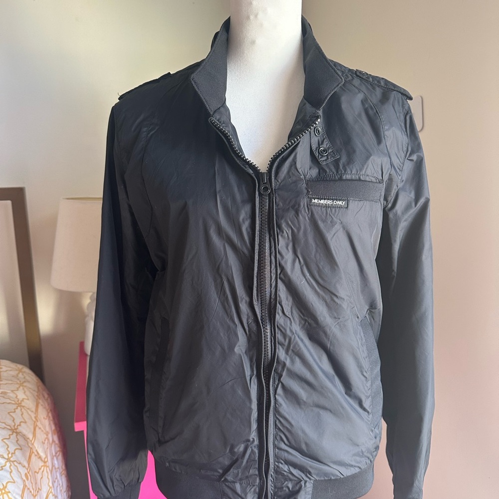 Members Only Unisex Black Lightweight Bomber Jacket